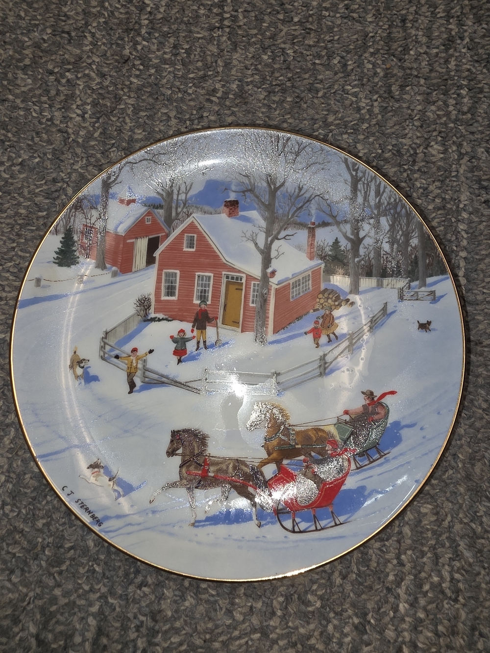 Vintage An Old Time Winter Plate